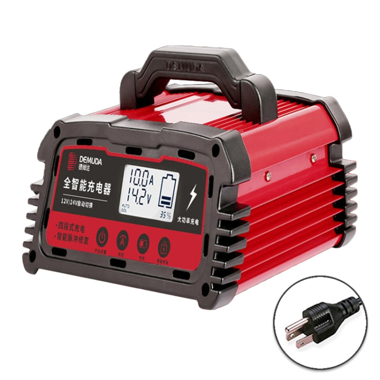 DEMUDA DC200 20A 12V / 24V Car Battery Charger Intelligent Pulse Repair Type Lead-acid Battery, Plug Type:US Plug(Red) - Battery Charger by PMC Jewellery | Online Shopping South Africa | PMC Jewellery | Buy Now Pay Later Mobicred