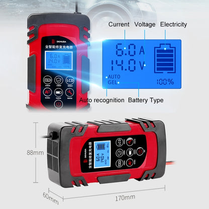 DEMUDA DC-80 Car Battery Charger 12V/24V Intelligent Pulse Repair Type Lead-acid Battery, Plug Type:AU Plug(Red) - Battery Charger by PMC Jewellery | Online Shopping South Africa | PMC Jewellery | Buy Now Pay Later Mobicred