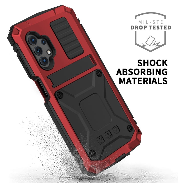 For Samsung Galaxy A32 5G / M32 5G R-JUST Waterproof Shockproof Dustproof Metal + Silicone Protective Case with Holder(Red) - Galaxy Phone Cases by R-JUST | Online Shopping South Africa | PMC Jewellery | Buy Now Pay Later Mobicred