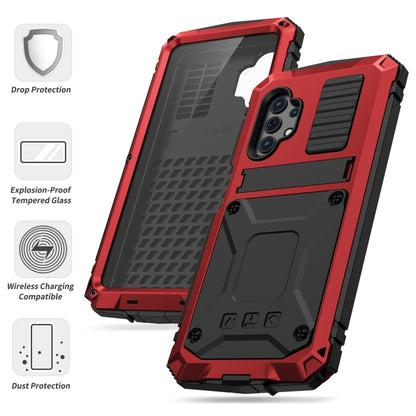 For Samsung Galaxy A32 5G / M32 5G R-JUST Waterproof Shockproof Dustproof Metal + Silicone Protective Case with Holder(Red) - Galaxy Phone Cases by R-JUST | Online Shopping South Africa | PMC Jewellery | Buy Now Pay Later Mobicred