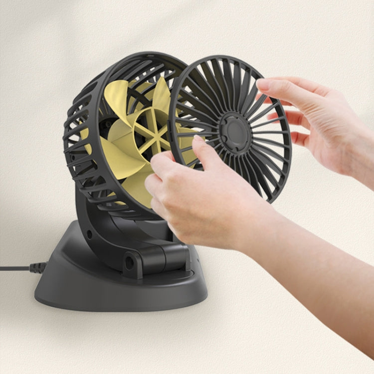 F410 24V Car Dual-head Folding Electric Cooling Fan with Temporary Temporary Parking Card - Heating & Fans by PMC Jewellery | Online Shopping South Africa | PMC Jewellery | Buy Now Pay Later Mobicred