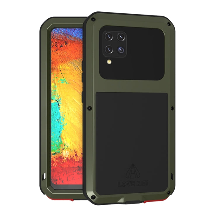 For Samsung Galaxy A42 LOVE MEI Metal Shockproof Waterproof Dustproof Protective Case with Glass(Army Green) - Galaxy Phone Cases by LOVE MEI | Online Shopping South Africa | PMC Jewellery