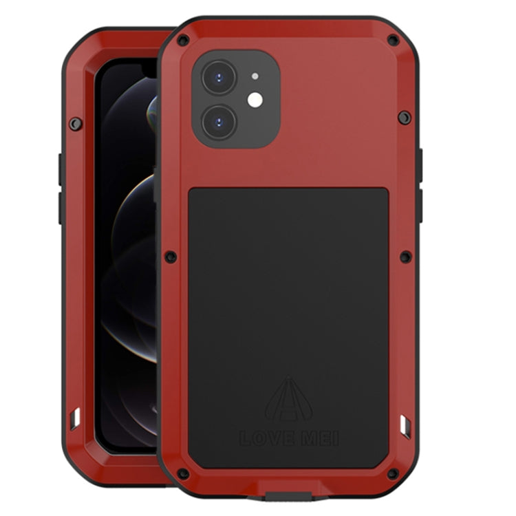 For iPhone 12 LOVE MEI Metal Shockproof Life Waterproof Dustproof Protective Case(Red) - iPhone 12 / 12 Pro Cases by LOVE MEI | Online Shopping South Africa | PMC Jewellery