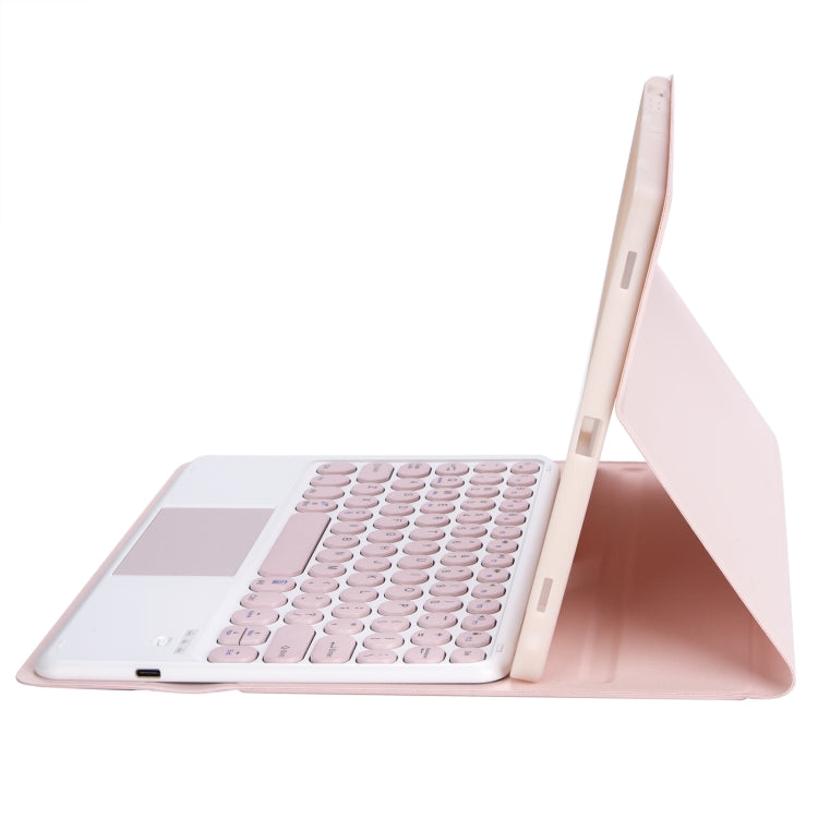 YT098B-A Detachable Candy Color Skin Feel Texture Round Keycap Bluetooth Keyboard Leather Case with Touch Control For  iPad Air 4 10.9 2020 / Air 5 10.9 2022 (Pink) - For iPad Air by PMC Jewellery | Online Shopping South Africa | PMC Jewellery