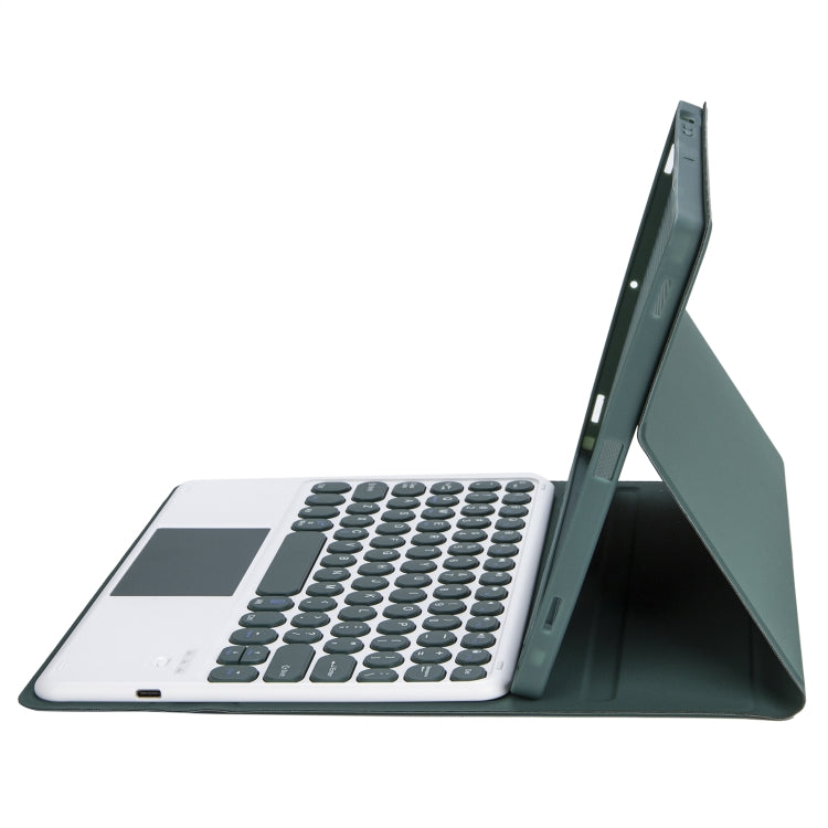 YT098B-A Detachable Candy Color Skin Feel Texture Round Keycap Bluetooth Keyboard Leather Case with Touch Control For  iPad Air 4 10.9 2020 / Air 5 10.9 2022 (Dark Green) - For iPad Air by PMC Jewellery | Online Shopping South Africa | PMC Jewellery