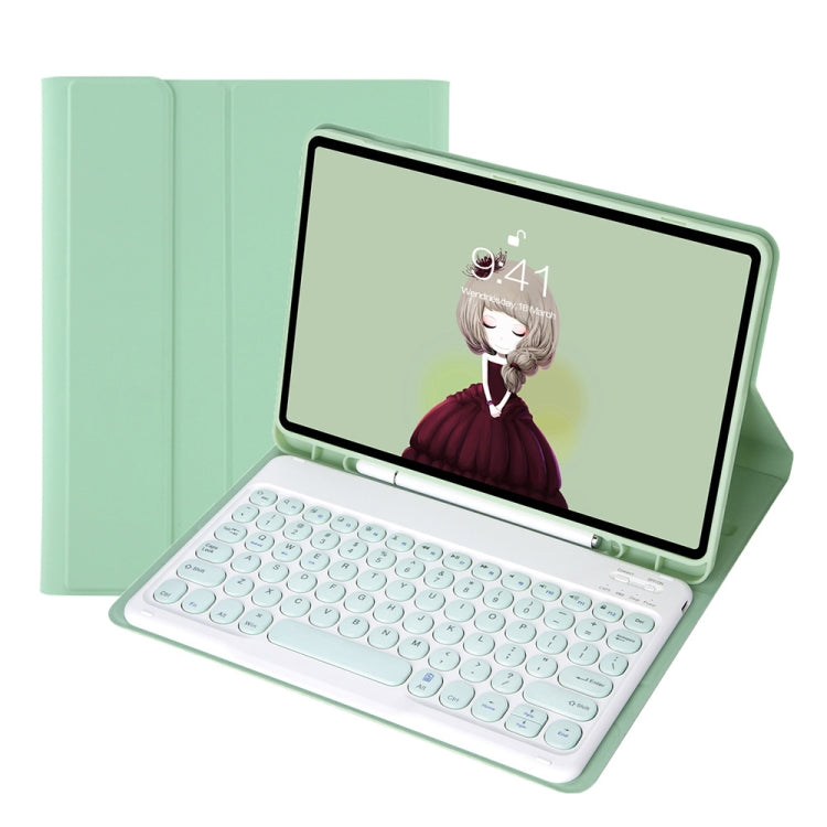 YT098B Detachable Candy Color Skin Feel Texture Round Keycap Bluetooth Keyboard Leather Case For iPad Air 4 10.9 2020 / Air 5 10.9 2022 (Light Green) - For iPad Air by PMC TechLife | Online Shopping South Africa | PMC TechLife