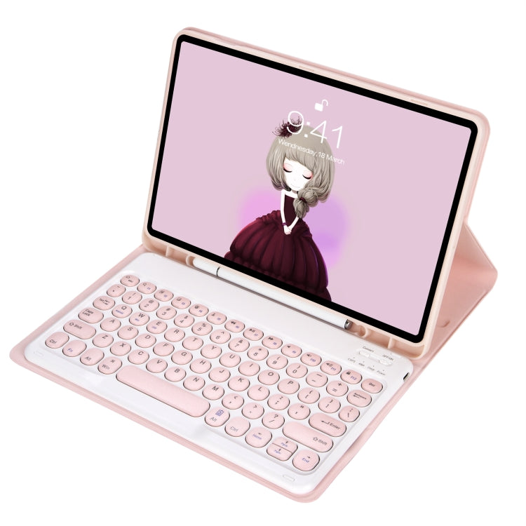 YT07B Detachable Candy Color Skin Feel Texture Round Keycap Bluetooth Keyboard Leather Case For iPad 9.7 inch 2018 & 2017 / Pro 9.7 inch / Air 2 / Air(Pink) - Universal by PMC Jewellery | Online Shopping South Africa | PMC Jewellery