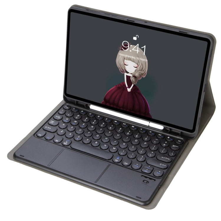 YA07B-A Detachable Lambskin Texture Round Keycap Bluetooth Keyboard Leather Tablet Case with Touch Control & Pen Slot & Stand For iPad 9.7 inch (2018) & (2017) / Pro 9.7 inch / Air 2 / Air(Black) - Universal by PMC Jewellery | Online Shopping South Africa | PMC Jewellery