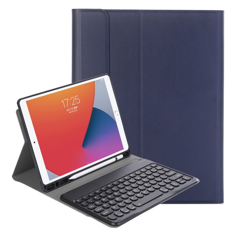 YA098B Detachable Lambskin Texture Round Keycap Bluetooth Keyboard Leather Tablet Case with Pen Slot & Stand For iPad Air 4 10.9 inch (2020) / Pro 11 inch (2020) & (2018)(Dark Blue) - Universal by PMC Jewellery | Online Shopping South Africa | PMC Jewellery