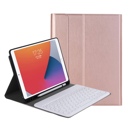 YA098B Detachable Lambskin Texture Round Keycap Bluetooth Keyboard Leather Tablet Case with Pen Slot & Stand For iPad Air 4 10.9 inch (2020) / Pro 11 inch (2020) & (2018)(Rose Gold) - Universal by PMC Jewellery | Online Shopping South Africa | PMC Jewellery