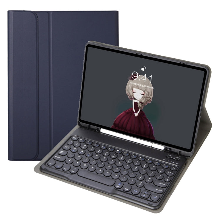 YA102B Detachable Lambskin Texture Round Keycap Bluetooth Keyboard Leather Tablet Case with Pen Slot & Stand For iPad 10.2 (2020) & (2019) / Air 3 10.5 inch / Pro 10.5 inch(Dark Blue) - Universal by PMC Jewellery | Online Shopping South Africa | PMC Jewellery