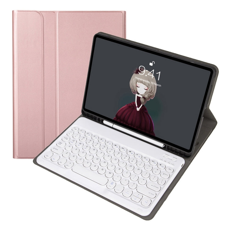 YA102B Detachable Lambskin Texture Round Keycap Bluetooth Keyboard Leather Tablet Case with Pen Slot & Stand For iPad 10.2 (2020) & (2019) / Air 3 10.5 inch / Pro 10.5 inch(Rose Gold) - Universal by PMC Jewellery | Online Shopping South Africa | PMC Jewellery