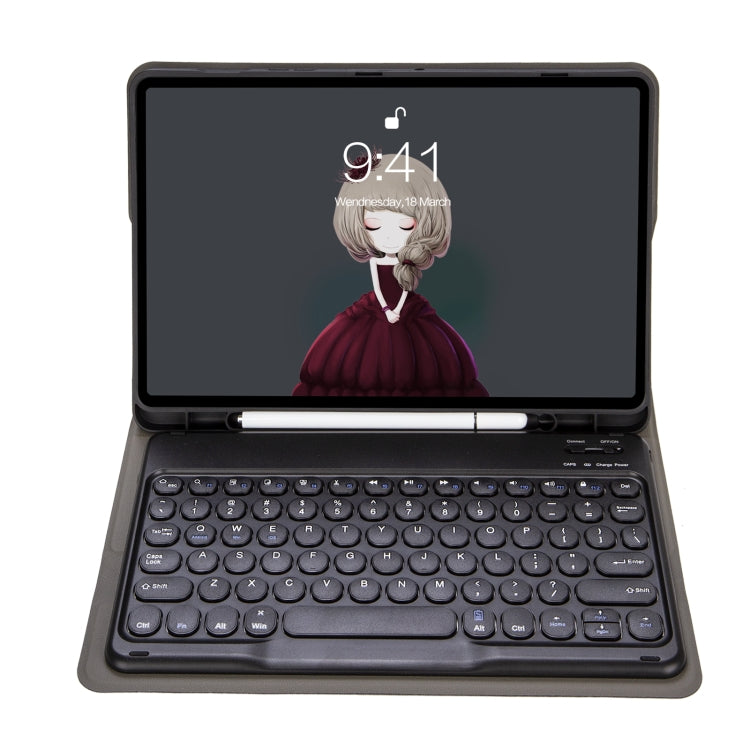 YA07B Detachable Lambskin Texture Round Keycap Bluetooth Keyboard Leather Tablet Case with Pen Slot & Stand For iPad 9.7 inch (2018) & (2017) / Pro 9.7 inch / Air 2 /Air(Black) - Universal by PMC Jewellery | Online Shopping South Africa | PMC Jewellery