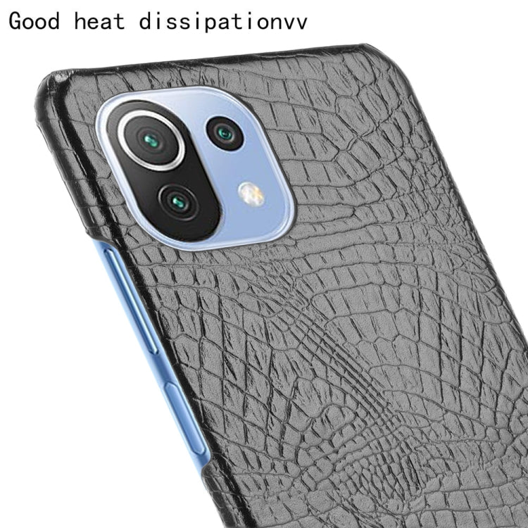 For Xiaomi Mi 11 Lite Shockproof Crocodile Texture PC + PU Case(Black) - Xiaomi Cases by PMC TechLife | Online Shopping South Africa | PMC TechLife