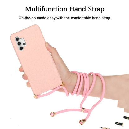 For Samsung Galaxy A32 5G Wheat Straw Material + TPU Protective Case with Lanyard(Pink) - Galaxy Phone Cases by PMC Jewellery | Online Shopping South Africa | PMC Jewellery