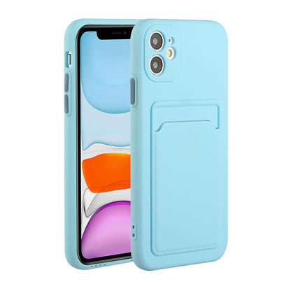 For iPhone 12 mini Card Slot Design Shockproof TPU Protective Case (Sky Blue) - iPhone 12 mini Cases by PMC Jewellery | Online Shopping South Africa | PMC Jewellery