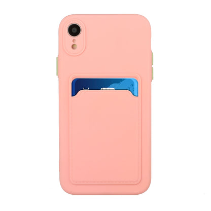 For iPhone XR Card Slot Design Shockproof TPU Protective Case(Pink) - More iPhone Cases by PMC Jewellery | Online Shopping South Africa | PMC Jewellery