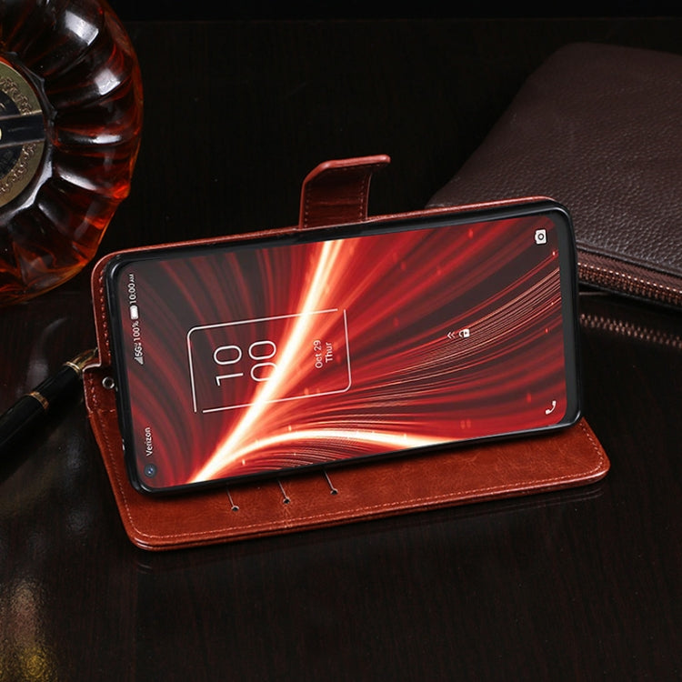 For TCL 10 5G UW idewei Crazy Horse Texture Horizontal Flip Leather Case with Holder & Card Slots & Wallet(Brown) - free shipping - PMC Jewellery - Order now!