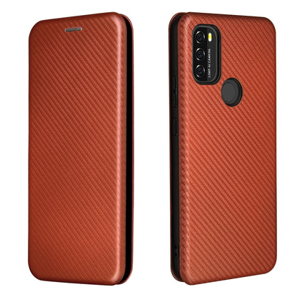 For Blackview A70 (2021) Carbon Fiber Texture Horizontal Flip TPU + PC + PU Leather Case with Card Slot(Brown) - More Brand by PMC Jewellery | Online Shopping South Africa | PMC Jewellery