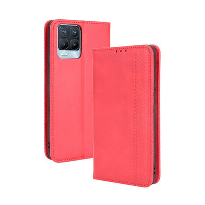 For OPPO Realme 8 4G / Realme 8 Pro 4G Magnetic Buckle Retro Crazy Horse Texture Horizontal Flip Leather Case with Holder & Card Slots & Photo Frame(Red) - Realme Cases by PMC Jewellery | Online Shopping South Africa | PMC Jewellery | Buy Now Pay Later Mobicred