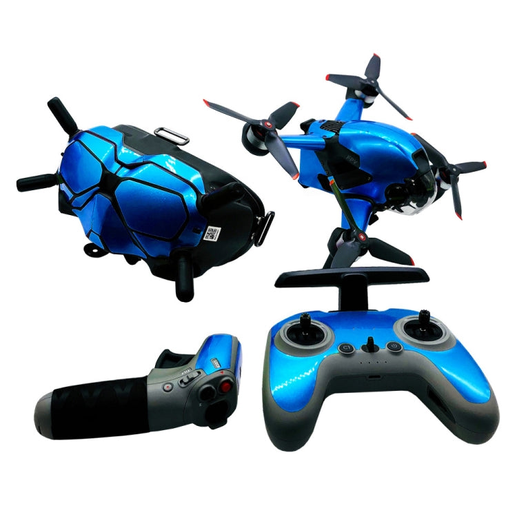 FPV-TZ-SF 4 in 1 Waterproof Anti-Scratch Decal Skin Wrap Stickers Personalized Film Kits for DJI FPV Drone & Goggles V2 & Remote Control & Rocker(Fluorescent Baby Blue) - Protective Film & Stickers by PMC Jewellery | Online Shopping South Africa | PMC Jewellery | Buy Now Pay Later Mobicred