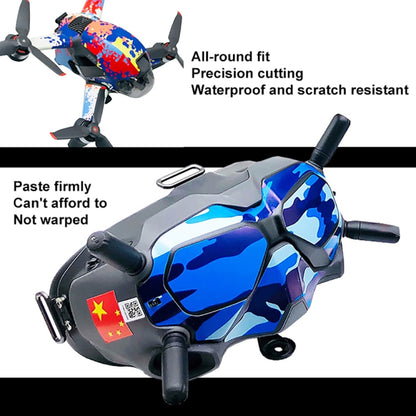 FPV-TZ-SF 4 in 1 Waterproof Anti-Scratch Decal Skin Wrap Stickers Personalized Film Kits for DJI FPV Drone & Goggles V2 & Remote Control & Rocker(Camouflage Blue) - Protective Film & Stickers by PMC Jewellery | Online Shopping South Africa | PMC Jewellery | Buy Now Pay Later Mobicred