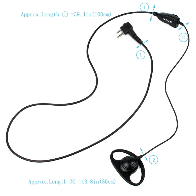 RETEVIS R-122 2 Pin D Shape Soft Ear Hook Earphone Microphone for Motorola GP68/GP88/GP300/2000/CT150/P040 - Microphones & Headsets by RETEVIS | Online Shopping South Africa | PMC Jewellery | Buy Now Pay Later Mobicred