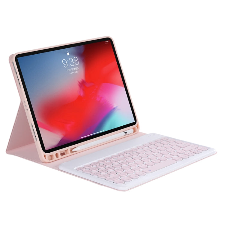 Y-C11B 2021 Detachable Candy Color Skin Texture Round Keycap Bluetooth Keyboard Leather Tablet Case with Pen Slot & Stand For iPad Pro 11 (2021)(Pink) - For iPad Pro by PMC Jewellery | Online Shopping South Africa | PMC Jewellery