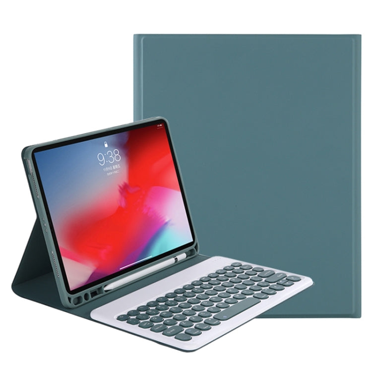 Y-C11B 2021 Detachable Candy Color Skin Texture Round Keycap Bluetooth Keyboard Leather Tablet Case with Pen Slot & Stand For iPad Pro 11 (2021)(Dark Green) - For iPad Pro by PMC Jewellery | Online Shopping South Africa | PMC Jewellery