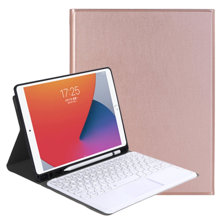 YA11B-A 2021 Detachable Lambskin Texture Round Keycap Bluetooth Keyboard Leather Tablet Case with Touch Control & Pen Slot & Stand For iPad Pro 11 (2021)(Rose Gold) - For iPad Pro by PMC Jewellery | Online Shopping South Africa | PMC Jewellery