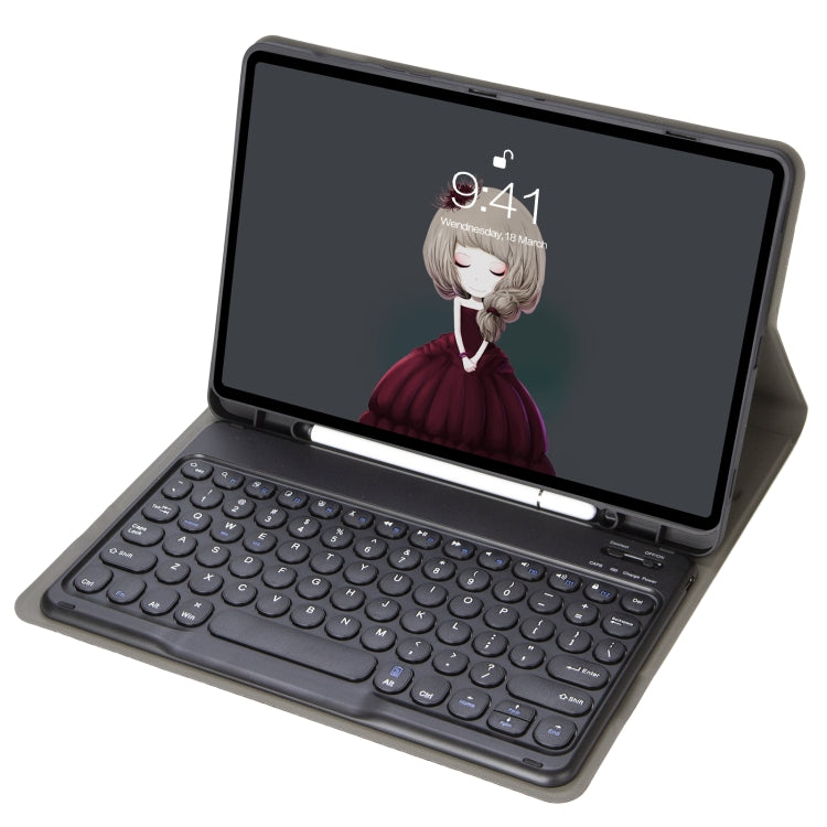 YA11B 2021 Detachable Lambskin Texture Round Keycap Bluetooth Keyboard Leather Tablet Case with Pen Slot & Stand For iPad Pro 11 (2021)(Black) - For iPad Pro by PMC Jewellery | Online Shopping South Africa | PMC Jewellery