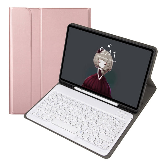 YA11B 2021 Detachable Lambskin Texture Round Keycap Bluetooth Keyboard Leather Tablet Case with Pen Slot & Stand For iPad Pro 11 (2021)(Rose Gold) - For iPad Pro by PMC Jewellery | Online Shopping South Africa | PMC Jewellery