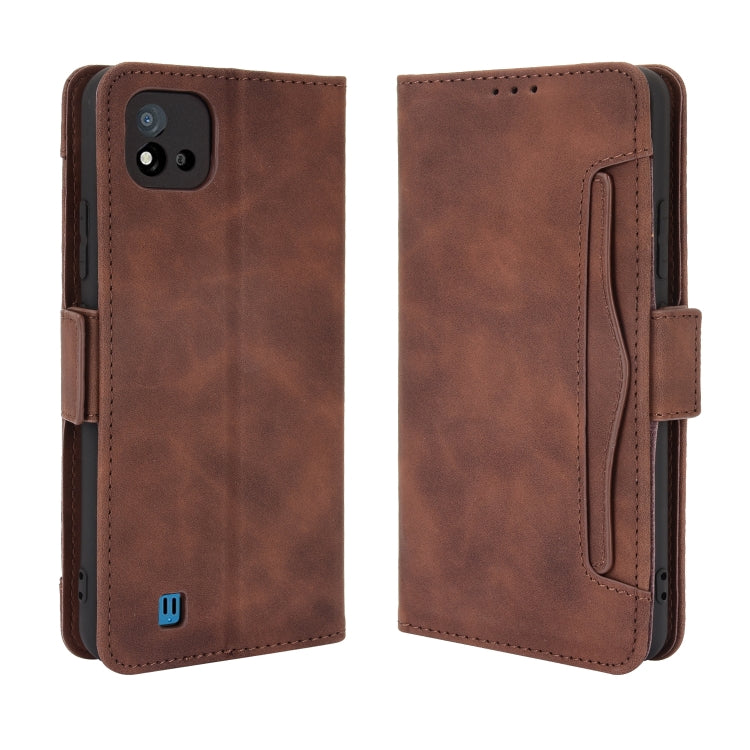 For OPPO Realme C11 2021 / C20 / C20A Skin Feel Calf Pattern Horizontal Flip Leather Case with Holder & Card Slots & Photo Frame(Brown) - Realme Cases by PMC TechLife | Online Shopping South Africa | PMC TechLife | Buy Now Pay Later Mobicred