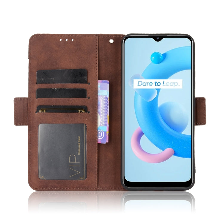 For OPPO Realme C11 2021 / C20 / C20A Skin Feel Calf Pattern Horizontal Flip Leather Case with Holder & Card Slots & Photo Frame(Brown) - Realme Cases by PMC TechLife | Online Shopping South Africa | PMC TechLife | Buy Now Pay Later Mobicred