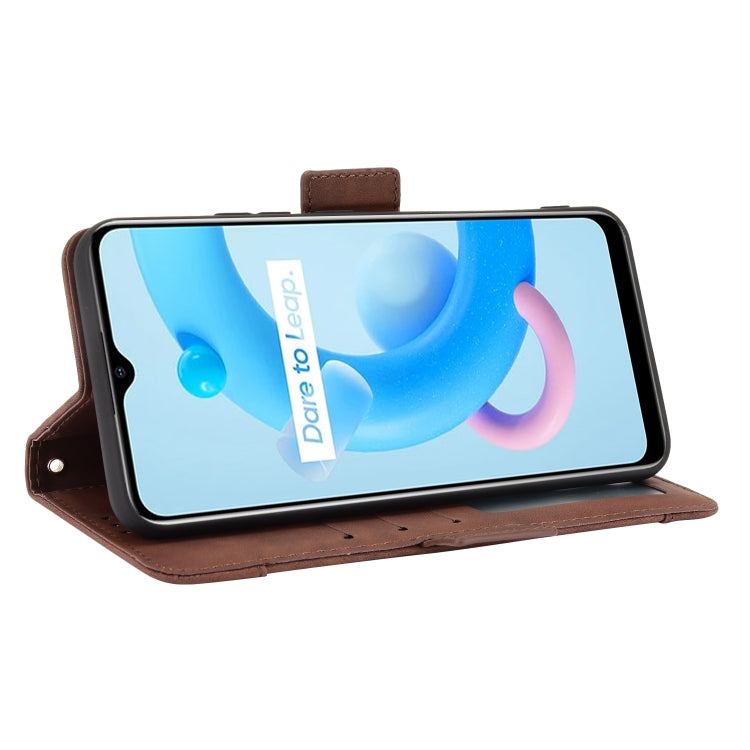 For OPPO Realme C11 2021 / C20 / C20A Skin Feel Calf Pattern Horizontal Flip Leather Case with Holder & Card Slots & Photo Frame(Brown) - Realme Cases by PMC TechLife | Online Shopping South Africa | PMC TechLife | Buy Now Pay Later Mobicred