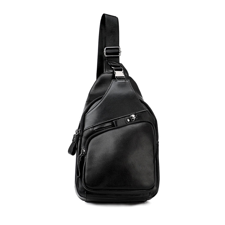 Men Leather Chest Bag Retro Shoulder Bag(Black) - Single-shoulder Bags by PMC TechLife | Online Shopping South Africa | PMC TechLife | Buy Now Pay Later Mobicred