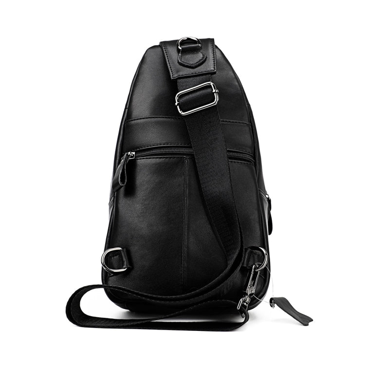 Men Leather Chest Bag Retro Shoulder Bag(Black) - Single-shoulder Bags by PMC TechLife | Online Shopping South Africa | PMC TechLife | Buy Now Pay Later Mobicred