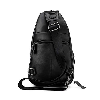 Men Leather Chest Bag Retro Shoulder Bag(Black) - Single-shoulder Bags by PMC Jewellery | Online Shopping South Africa | PMC Jewellery | Buy Now Pay Later Mobicred