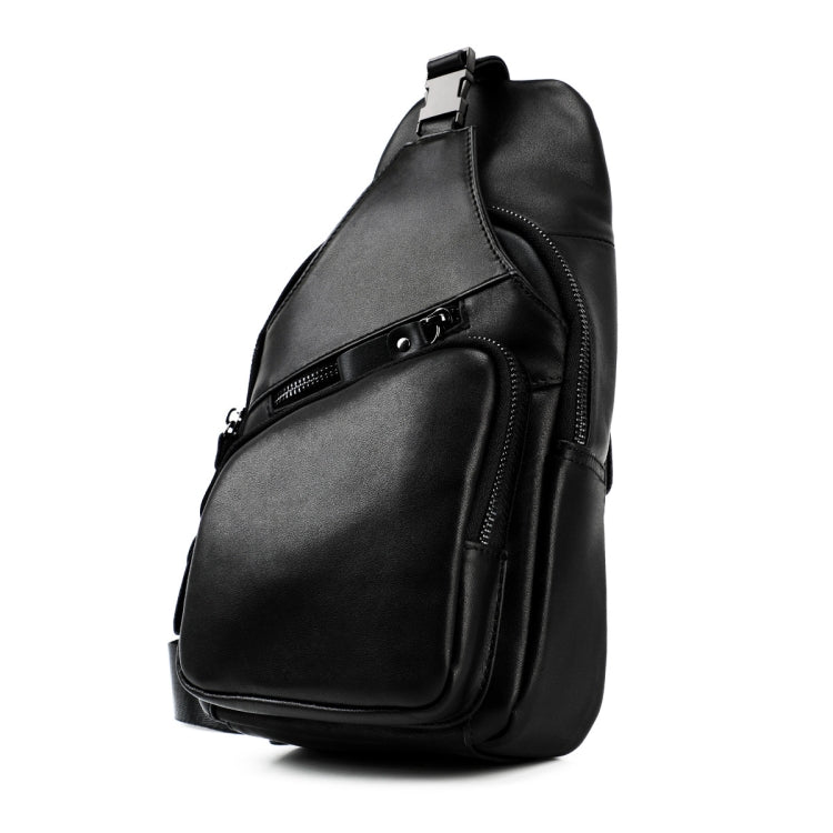 Men Leather Chest Bag Retro Shoulder Bag(Black) - Single-shoulder Bags by PMC TechLife | Online Shopping South Africa | PMC TechLife | Buy Now Pay Later Mobicred