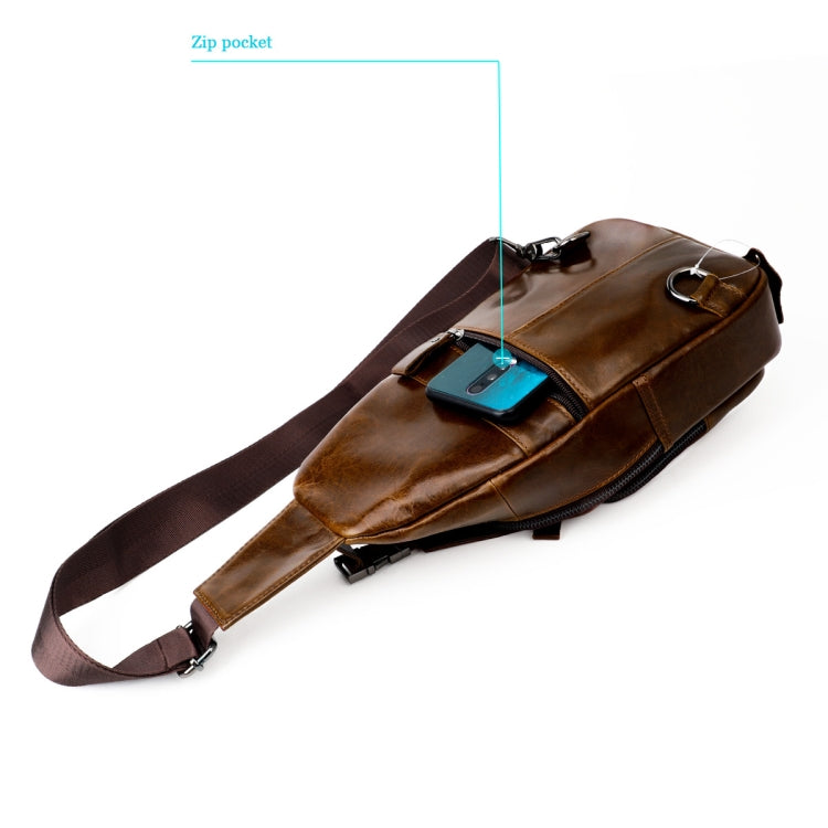 Men Leather Chest Bag Retro Shoulder Bag(Black) - Single-shoulder Bags by PMC TechLife | Online Shopping South Africa | PMC TechLife | Buy Now Pay Later Mobicred