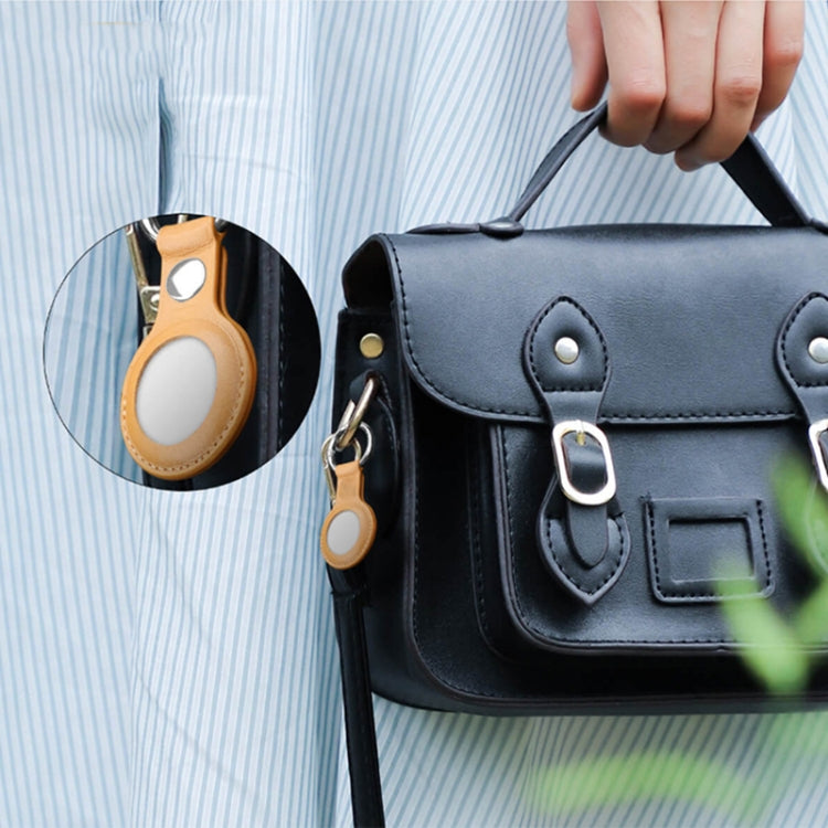 Mutural PU Leather Protective Case with Key Ring for AirTag(Pink) - Other by Mutural | Online Shopping South Africa | PMc TechLife | Buy Now Pay Later Mobicred