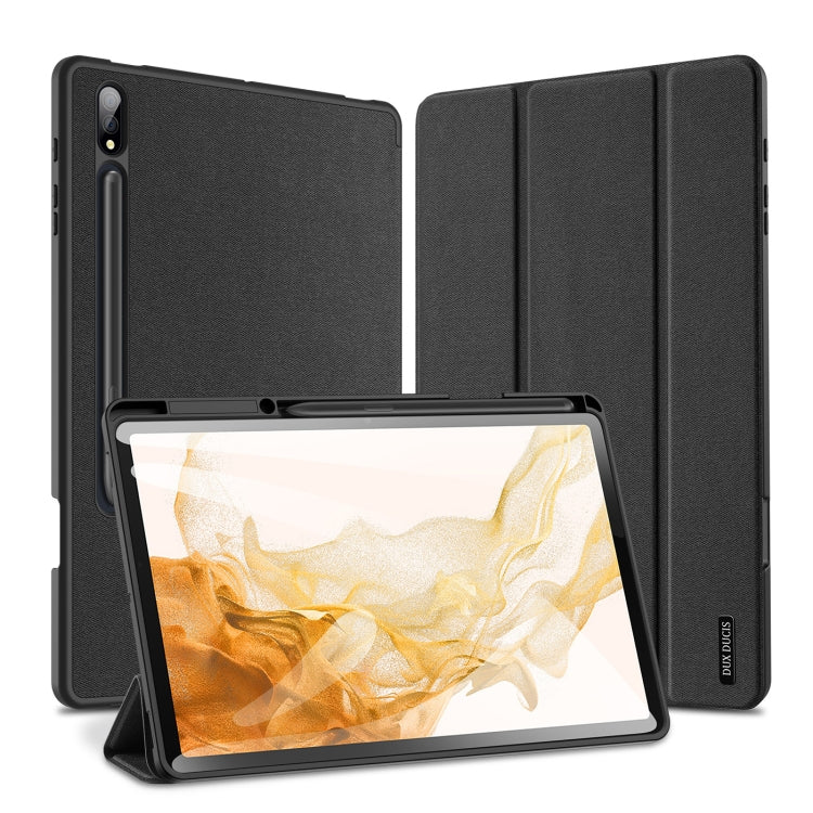 For Samsung Galaxy Tab S8+ / Tab S8 Plus /  Tab S7 FE / Tab S7+ DUX DUCIS Domo Series Horizontal Flip Magnetic PU Leather Case with Three-folding Holder & Wake-up / Sleep Function(Black) - Galaxy Tab S8+ Cases by DUX DUCIS | Online Shopping South Africa | PMC Jewellery | Buy Now Pay Later Mobicred