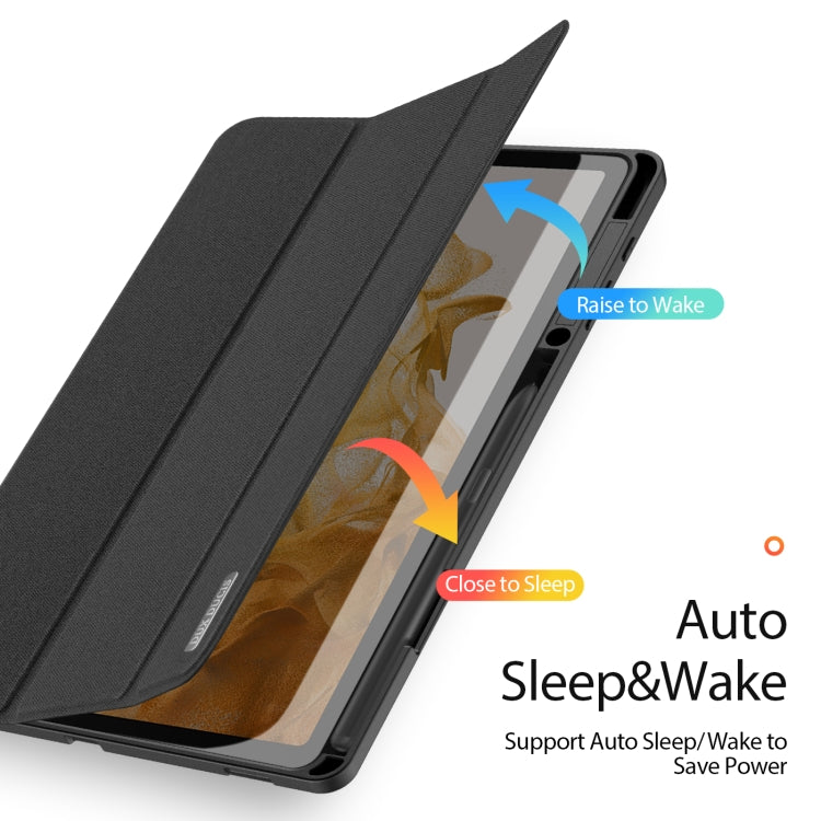 For Samsung Galaxy Tab S8+ / Tab S8 Plus /  Tab S7 FE / Tab S7+ DUX DUCIS Domo Series Horizontal Flip Magnetic PU Leather Case with Three-folding Holder & Wake-up / Sleep Function(Black) - Galaxy Tab S8+ Cases by DUX DUCIS | Online Shopping South Africa | PMC Jewellery | Buy Now Pay Later Mobicred