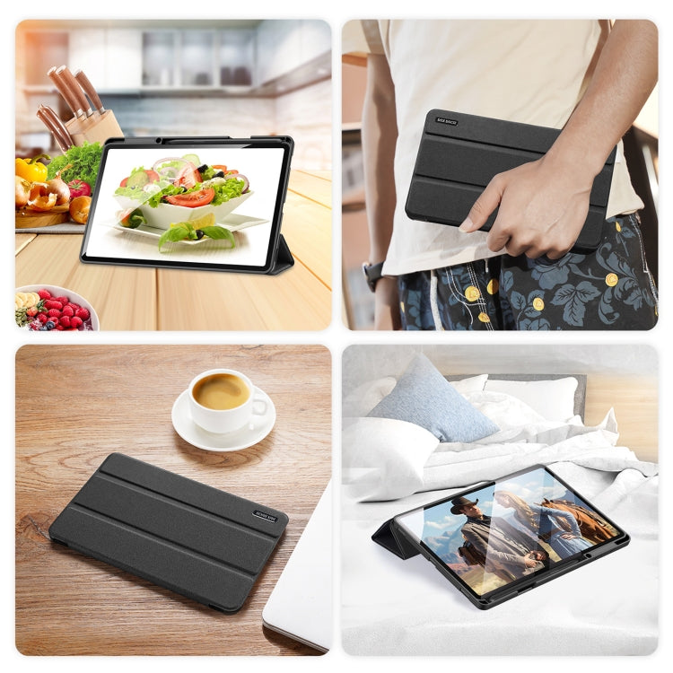 For Samsung Galaxy Tab S8+ / Tab S8 Plus /  Tab S7 FE / Tab S7+ DUX DUCIS Domo Series Horizontal Flip Magnetic PU Leather Case with Three-folding Holder & Wake-up / Sleep Function(Black) - Galaxy Tab S8+ Cases by DUX DUCIS | Online Shopping South Africa | PMC Jewellery | Buy Now Pay Later Mobicred