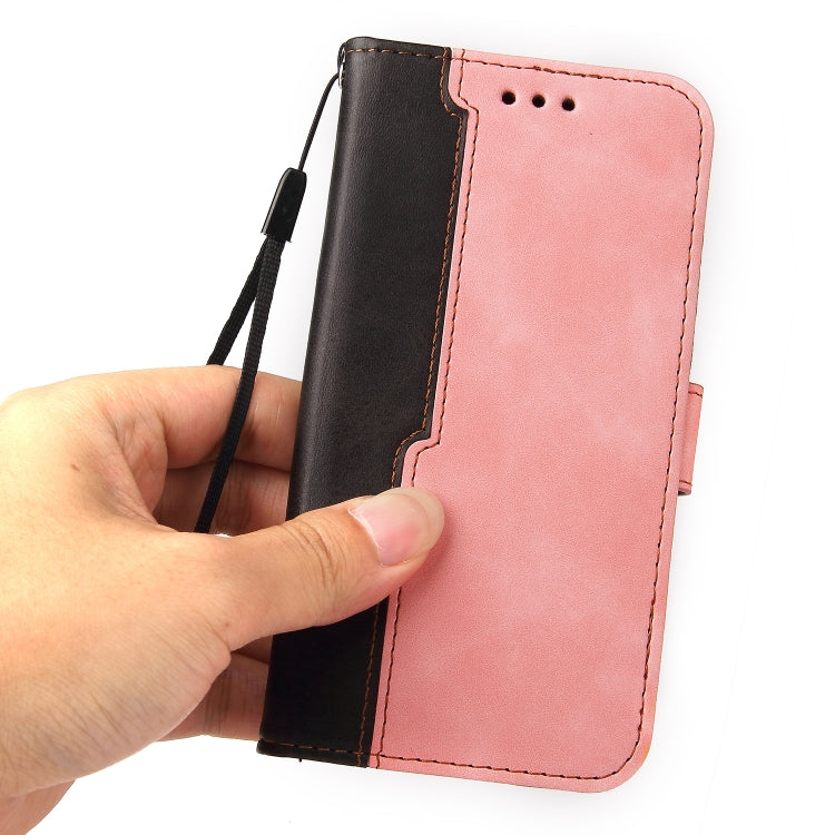 For OPPO A94 5G/F19 Pro+ 5G/Reno5 Z/A95 5G Business Stitching-Color Horizontal Flip PU Leather Case with Holder & Card Slots & Photo Frame & Lanyard(Pink) - OPPO Cases by PMC Jewellery | Online Shopping South Africa | PMC Jewellery | Buy Now Pay Later Mobicred