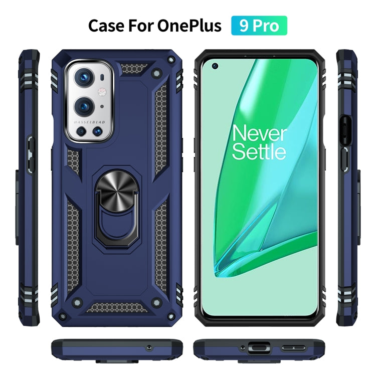 For OnePlus 9 Pro Shockproof TPU + PC Protective Case with 360 Degree Rotating Holder(Blue) - OnePlus Cases by PMC Jewellery | Online Shopping South Africa | PMC Jewellery