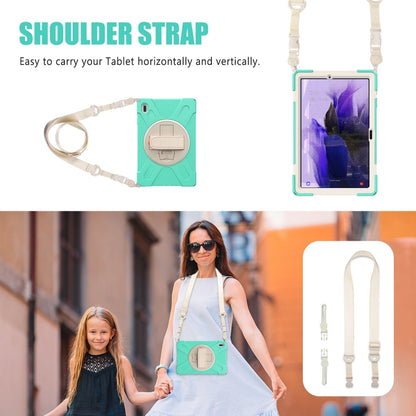 For Samsung Galaxy Tab S7 FE T730 / S7+ / S9+ /S8+ Silicone + PC Protective Case with Holder & Shoulder Strap(Mint Green) - Other Galaxy Tab PC by PMC Jewellery | Online Shopping South Africa | PMC Jewellery | Buy Now Pay Later Mobicred