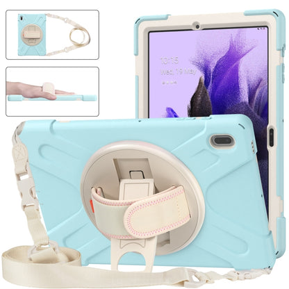 For Samsung Galaxy Tab S7 FE T730 / S7+ / S9+ /S8+ Silicone + PC Protective Case with Holder & Shoulder Strap(Ice Blue) - Other Galaxy Tab PC by PMC Jewellery | Online Shopping South Africa | PMC Jewellery | Buy Now Pay Later Mobicred