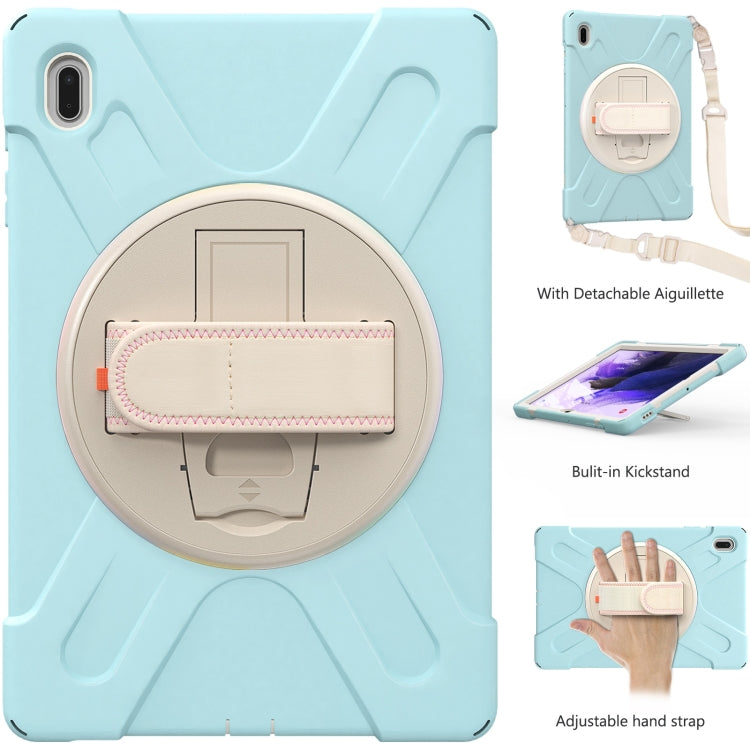 For Samsung Galaxy Tab S7 FE T730 / S7+ / S9+ /S8+ Silicone + PC Protective Case with Holder & Shoulder Strap(Ice Blue) - Other Galaxy Tab PC by PMC Jewellery | Online Shopping South Africa | PMC Jewellery | Buy Now Pay Later Mobicred