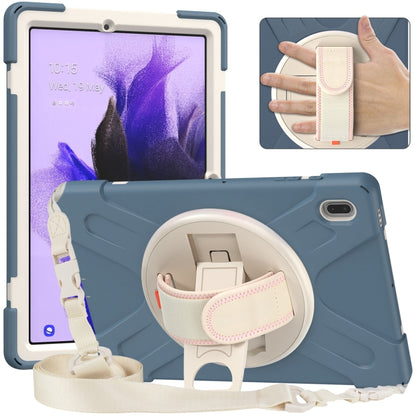 For Samsung Galaxy Tab S7 FE T730 / S7+ / S9+ /S8+ Silicone + PC Protective Case with Holder & Shoulder Strap(Cornflower Blue) - Other Galaxy Tab PC by PMC Jewellery | Online Shopping South Africa | PMC Jewellery | Buy Now Pay Later Mobicred